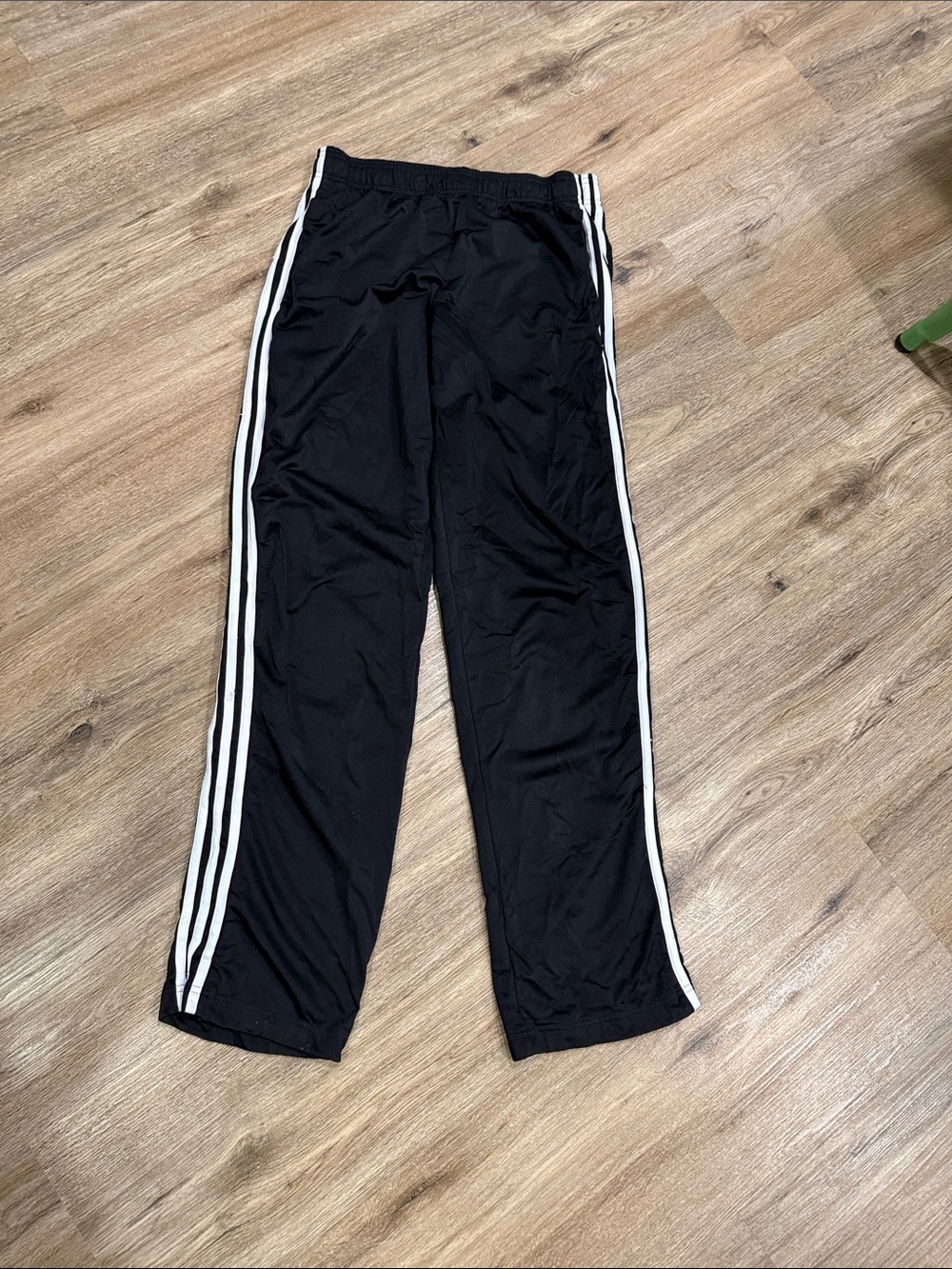 adidas Black Knit Track Pants with White Side Stripes